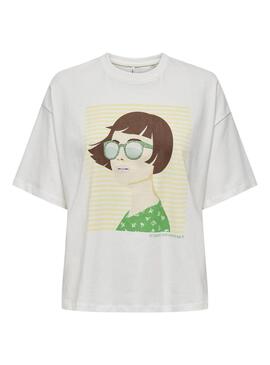 Camiseta Only Wendie Sunshine Branca para Mulher.