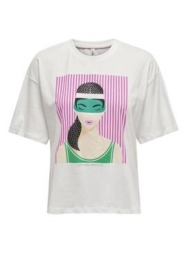 Camiseta Only Wendie Sports Branca para Mulher