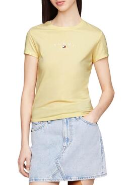 Camiseta Tommy Jeans Slim Essential Amarelo Mulher