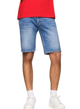 Bermuda Tommy Jeans Scanton Azul Denim Para Homens.