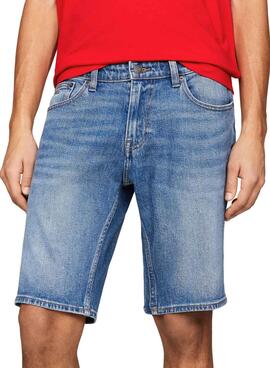 Bermuda Tommy Jeans Scanton Azul Denim Para Homens.