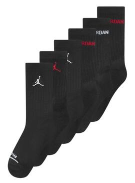 Meias Jordan Legend 6 Pares Pretas para Crianças