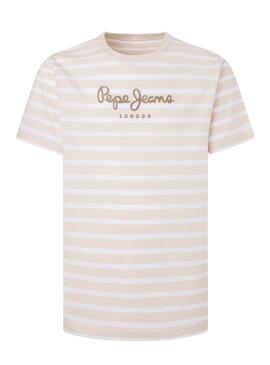 Camiseta Pepe Jeans Listrada Eggo Bege para Homem