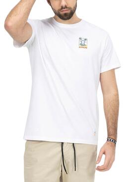 Camiseta O Polvo Estampado Artístico Branco Homem