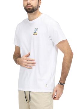 Camiseta O Polvo Estampado Artístico Branco Homem