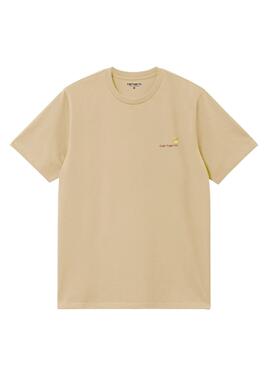 Camiseta Carhartt American Script Beige Homem