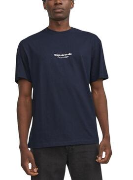 Camiseta Jack and Jones Vesterbro Azul Marino Homem