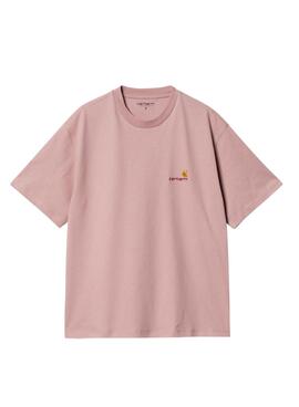 Camiseta Carhartt American Script Rosa para Mulher.