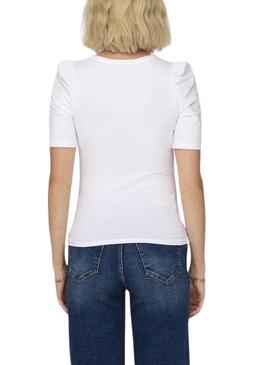 Camiseta Only Live Love 2/4 Pufftop Branco Mulher