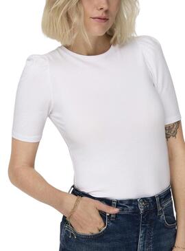 Camiseta Only Live Love 2/4 Pufftop Branco Mulher