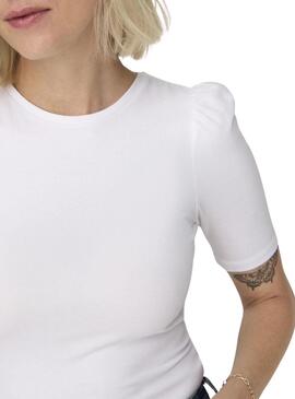 Camiseta Only Live Love 2/4 Pufftop Branco Mulher