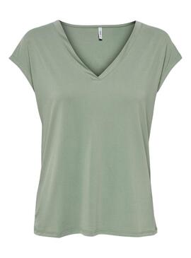 Camiseta Only Free Life S/S V-Neck Verde Mulher