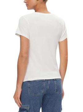 Camiseta Calvin Klein Tecida Slim Branca Para Mulher.