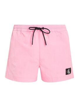 Calção de banho Calvin Klein Drawstring cor-de-rosa para homem.