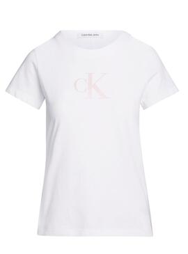 Camisa Calvin Klein de seda Slim branca para mulher.