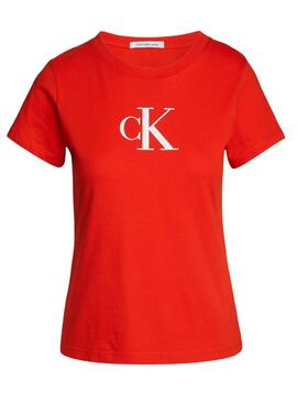 Camiseta Calvin Klein Satin Slim Vermelho Para Mulher