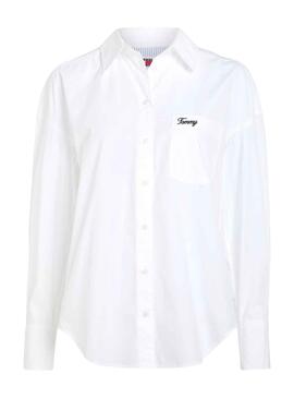 Camisa Tommy Jeans Script Branco para Mulher