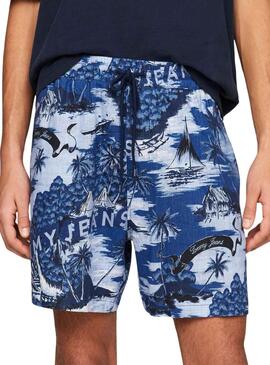 Bermuda Tommy Jeans Hawaian Azul para Homem