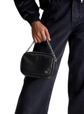 Bolsa Calvin Klein Chain Negra para Mulher.