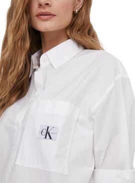 Camisa Calvin Klein Woven Label Branca Mulher.