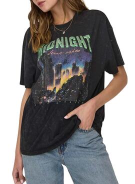 Camiseta Only Lucca Midnight Negra para Mulher.