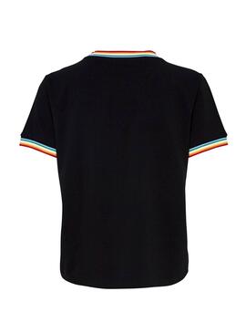 T-Shirt Only Rainbow Preto Mulher