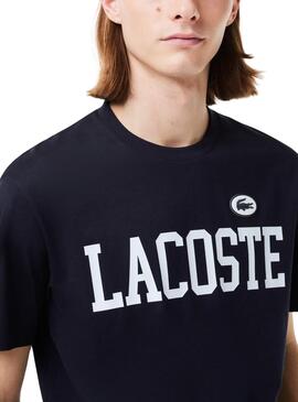 Camiseta Lacoste Contrast Azul Marinho para Homem