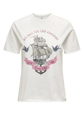 Camiseta Only Lucy Branca para Mulher