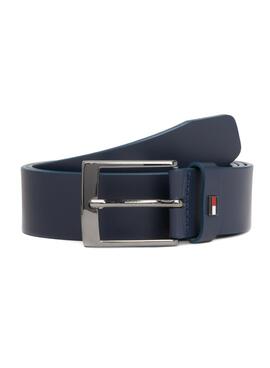 Cinto Tommy Hilfiger Adan de couro azul para homem.