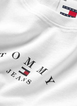 Camiseta Tommy Jeans Slim Logo Branca Para Mulher.