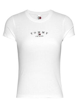 Camiseta Tommy Jeans Slim Logo Branca Para Mulher.