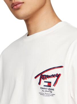 Camiseta Tommy Jeans Reg 3D Street Branca Homem.