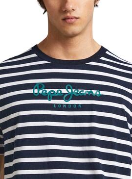 Camiseta Pepe Jeans Listrada Eggo Marino Homem