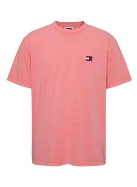 Camiseta Tommy Jeans Washed Badge Rosa para Homem