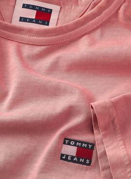 Camiseta Tommy Jeans Washed Badge Rosa para Homem