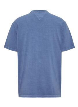 Camiseta Tommy Jeans Lavada Azul Com Emblema Para Homem