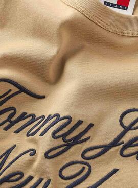 Camiseta Tommy Jeans Over Serif Camel para Homem