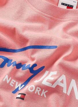 Camisa Tommy Jeans Spray Pop Rosa Para Homem