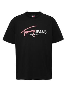 Camiseta Tommy Jeans Spray Pop Preto Para Homem