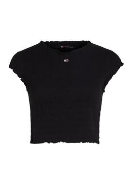Camiseta Tommy Jeans Slim Smock Preto para Mulher.