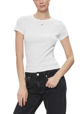 Camiseta Tommy Jeans Slim Branca para Mulher