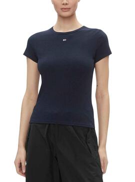 Camiseta Tommy Jeans Slim Marinho para Mulher.