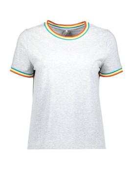 T-Shirt Only Rainbow Cinza Mulher