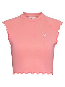 Camiseta Tommy Jeans Lock Rosa para Mulher.