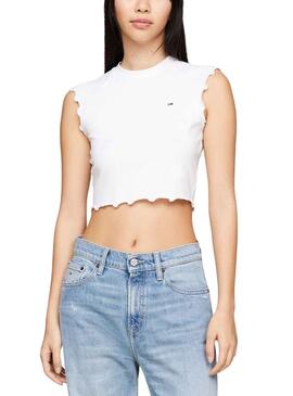 Camiseta Tommy Jeans Lock Branca para Mulher.