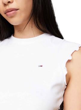 Camiseta Tommy Jeans Lock Branca para Mulher.