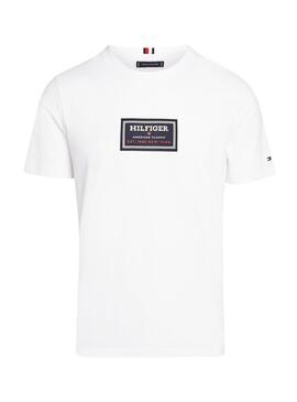 Camiseta Tommy Hilfiger Label HD branca para homem.