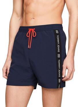 Fato de banho Tommy Jeans Side Tape Azul Marinho para Homem.