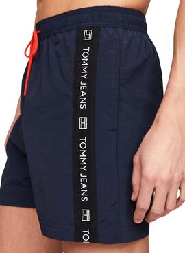 Fato de banho Tommy Jeans Side Tape Azul Marinho para Homem.