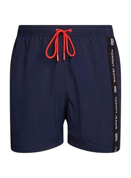 Fato de banho Tommy Jeans Side Tape Azul Marinho para Homem.